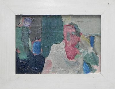 Shmuel Tepler (Israeli - Polish, 1918-1998) - Two figures, Oil on wood, 15 x 22 cm, Signed