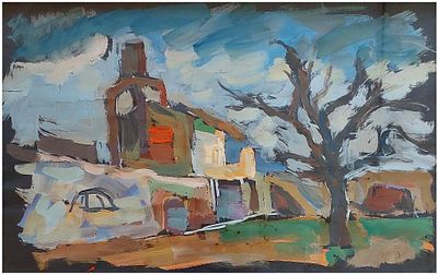 Itzhak Feier (Israeli - Polish, 1908-1983) - Rural landscape, Oil on paper, 38 x 48 cm, Signed
