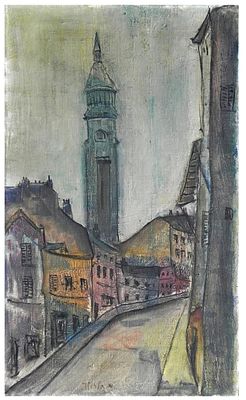 Menachem Helholz-Or (Israeli - French, 1911-2008) - View in Paris with a church spire, Oil on 