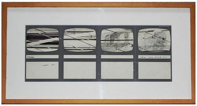 מיכאל דרוקס (ישראל - בריטניה, 1940-2022) - "תסריט להפרעות טלוויזיה 4 שוטים", תחילת שנות ה-70 