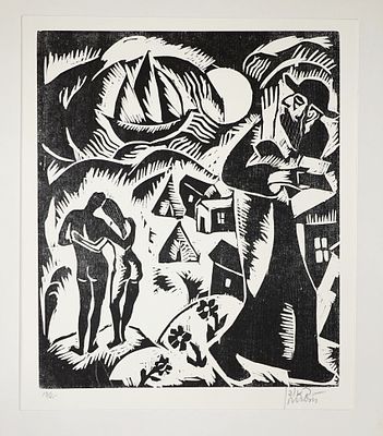 Reuven Rubin (Israeli - Romanian, 1893-1974) - Sanctifying the New Moon (from the series "The God 