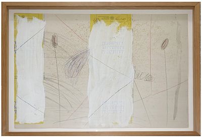 רפי לביא (1937-2007) - ללא כותרת, 1980, טכניקה מעורבת על נייר, 50X72 ס"מ, חתום ומתוארך.