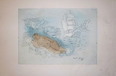 Raoul Dufy (French, 1877-1953) - "La Petite Baigneuse aux Papillons", c. 1930, Aquatint etching on 