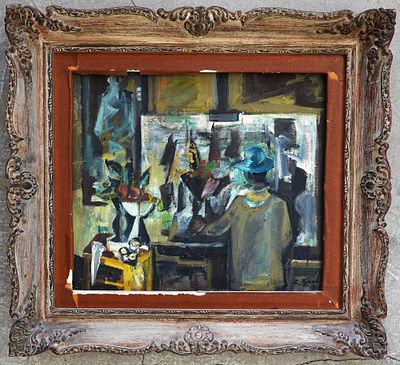 Zoma Baitler (Lithuanian - Uruguayan, 1908-1994) - "The Studio", 1985, Oil on canvas, 38 x 42 cm 