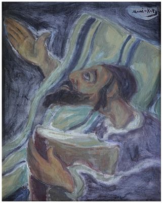 Man&eacute;-Katz (Russian Empire / Ukrainian - French, 1894-1962) - Hasidic Jew Praying, Oil on canvas 
