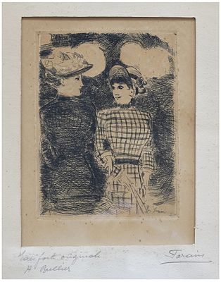 Jean-Louis Forain (French, 1852-1931) - "A Bullier" (To Bullier's) / Two women walking to the Bal 