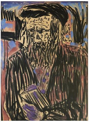 Said Abu Shakra (Israeli, b. 1956) - Portrait of a Moroccan rabbi with a Bible, 1996, Pastel and 
