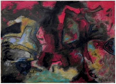 Haim Bargal (Israeli - Polish, 1922- 1985) - Composition, Pastels on paper, 30 x 38 cm, Signed