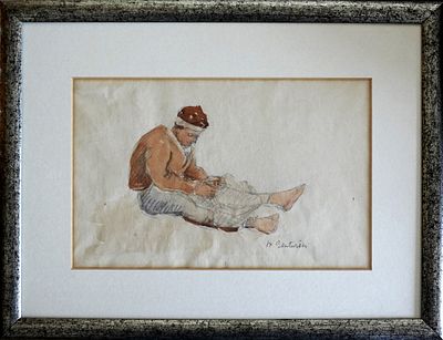 Muriel Bentwich (British - Israeli, 1889-1981) - Peddler in Jerusalem, Watercolor on paper, 17 x 