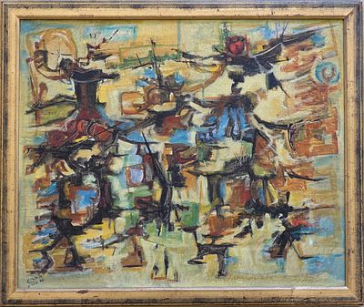 אסף ברג (1937-1997) - נוף, פריז, 1966, שמן על בד, 50x60 ס״מ, חתום ומתוארך.