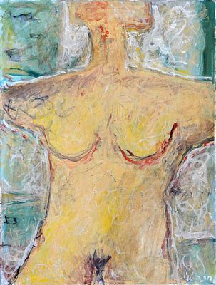 חנה לוי (ישראל - גרמניה, 1914-2006) - עירום, שמן על בד, 81X61 ס"מ, חתום.