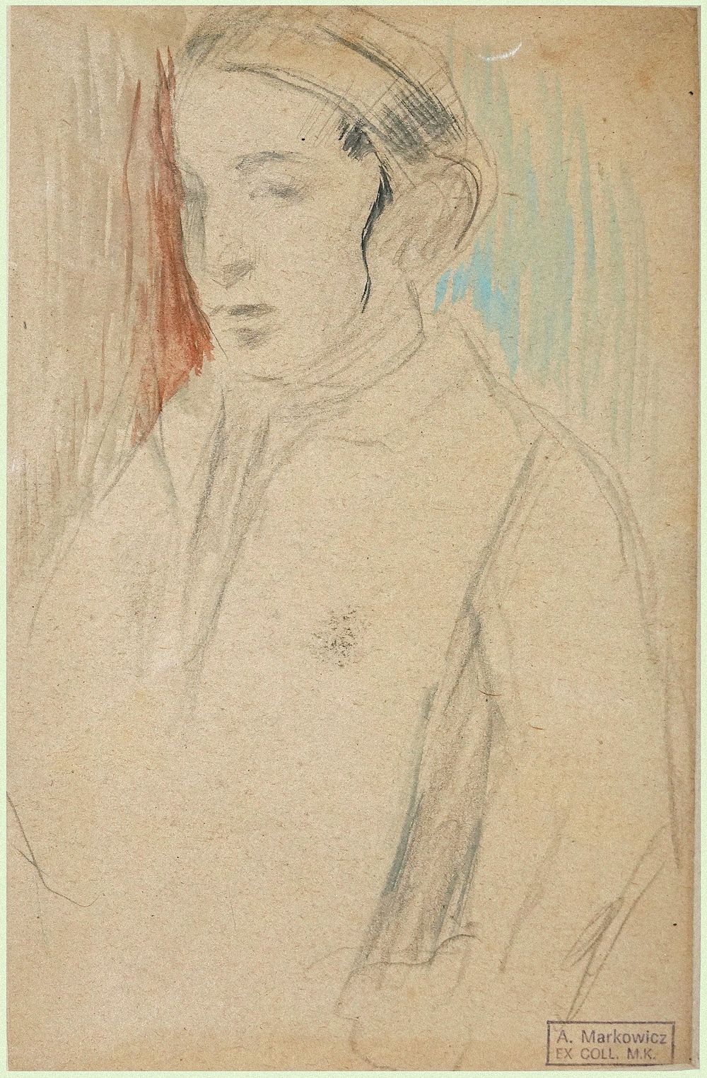 Artur Markowicz (Polish, 1872-1934) - Portraits (double-sided drawing), Pencils and watercolor on 