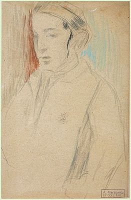 Artur Markowicz (Polish, 1872-1934) - Portraits (double-sided drawing), Pencils and watercolor on 