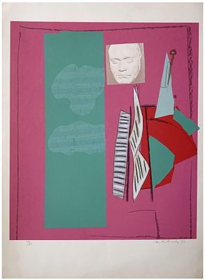 Ceri Giraldus Richards (British, 1903-1971) - "Music Room", 1970, Screen print, 75 x 55 cm, Signed 
