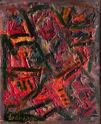 David (Lanberg) Lan-Bar (French - Israeli, 1912-1987) - Composition, 1959, Oil on canvas, 60 x 50 