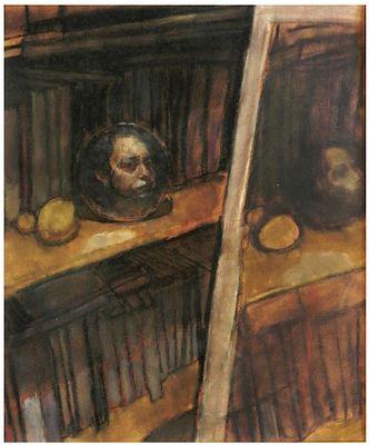 Jan Rauchwerger (Russian - Israeli, b. 1942) - Still life with a library and reflections in 