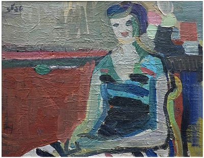 Shmuel Tepler (Israeli - Polish, 1918-1998) - Portrait of a seated woman, 1979, Oil on canvas, 39 