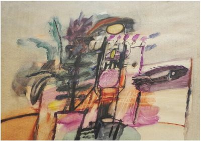 Reginald Weston (British - French, 1909-1967) - Composition, Mixed media on paper, 54 x 75 cm, Signed