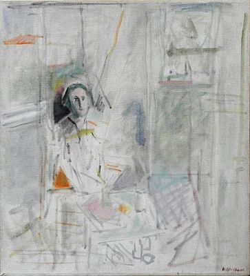Uri Stettner (Israeli, 1935-1999) - Woman in a room, Oil on canvas, 55 x 51 cm, Signed