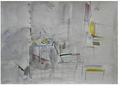 Uri Stettner (Israeli, 1935-1999) - Still life and interior, Watercolor and pencil on paper, 50 x 