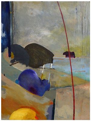 מיכאל דרוקס (נ.1940) - קומפוזיציה, 2008, שמן על קרטון, 78X61 ס"מ, חתום ומתוארך. 
מתועדת בקטלוג 