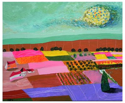 Oded Feingersh (Israeli, b. 1938) - View in Jezreel Valley, Acrylic on canvas, 50 x 60 cm, Signed.