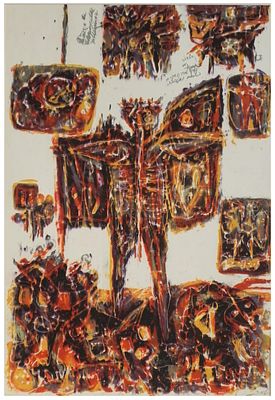 Moshe Tamir (Israeli, 1924-2004) - Floating figures, 1958, Lithograph, 50 x 34 cm, Hand-signed and 