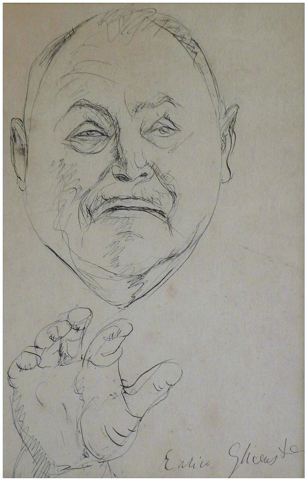 Enrico (Henryk) Glicenstein (Polish - American, 1870-1942) - A man portrait, Ink on paper, 30 x 19 