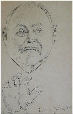 Enrico (Henryk) Glicenstein (Polish - American, 1870-1942) - A man portrait, Ink on paper, 30 x 19 