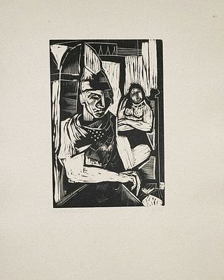 Avigdor Arikha (Israeli - French, 1929-2010) - "En attente" (In Anticipation), RARE! Linocut, 33 