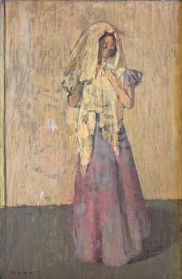 בן (בן ציון רבינוביץ) (פולין - צרפת, 1905-1989) - אם ותינוק, שמן על בד, 81X55 ס"מ, חתום.