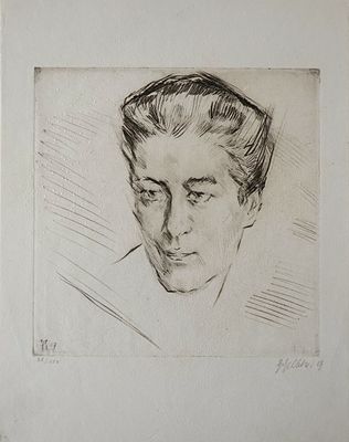 Georg Gelbke (German, 1882- 1947) - דיוקן אישה, 1919, תחריט, פלטה: 19X18 ס"מ, גיליון: 29X22 ס"מ 