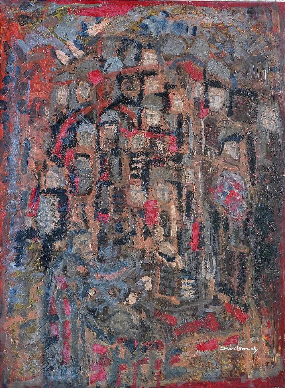 David Benisty (Israeli, XX) - Landscape of Jerusalem, Acrylic on canvas, 81 x 60 cm, Signed