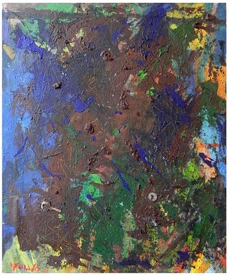 Pesach Slabosky (American - Israeli, 1947-2019) - Composition, Mixed media on canvas, 60 x 50 cm 