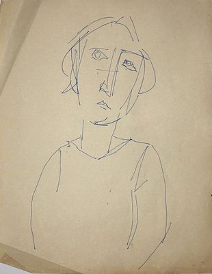 Avigdor Stematsky (Israeli, 1908-1989) - Portrait of a woman, Ink on paper, 28 x 22 cm, Unsigned 