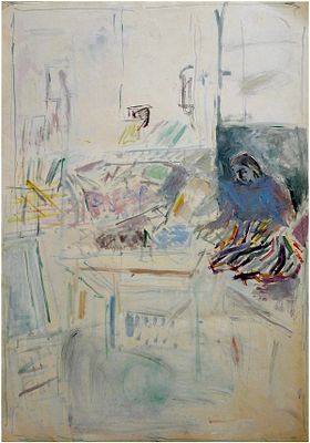 אורי שטטנר (1935-1999) - אישה בחדר, טכניקה מעורבת על נייר, 100X70 ס"מ, לא חתום (אישור מקוריות 