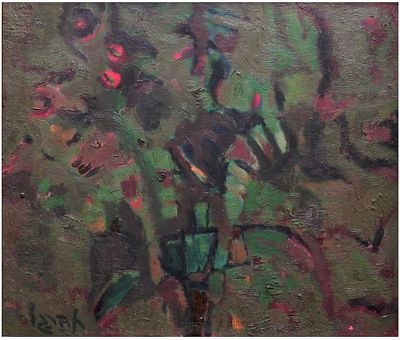 Haim Bargal (Israeli - Polish, 1922- 1985) - Apple orchard, Oil on canvas, 39 x 45 cm, Signed