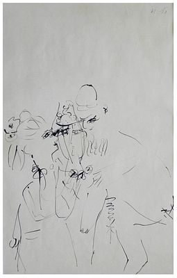 Josef Halevi (Israeli - Dutch, 1923-2009) - Three women, 1961, Ink on paper, 45 x 28 cm, Signed 