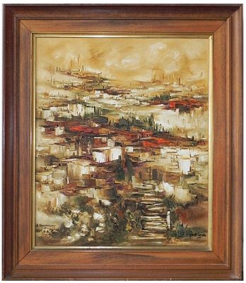 Ahuva Sherman (Israeli, 1928-2023) - Landscape of Jerusalem mountains, Oil on canvas, 60 x 50 cm 