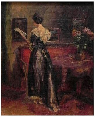 European School artist, the early 20th century (XIX-XX) - A lady reading a book in the interior 