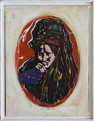 Ovadia (Abdulla) Alkara (Israeli, b. 1939) - Woman, Acrylic on canvas, 33 x 25 cm, Signed on recto 