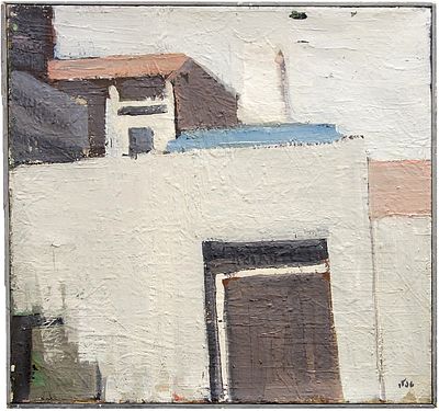 Shmuel Tepler (Israeli - Polish, 1918-1998) - View in Neve Tzedek, Tel Aviv, 1987, Oil on canvas 