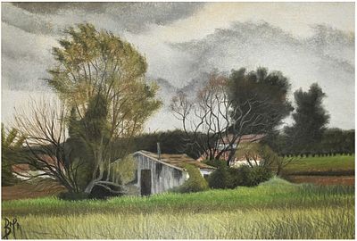 Menachem Chalif (Israeli, b. Yugoslavia 1932-2025) - Landscape in the Sharon Plain, Pastel on 