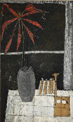Sofia Kisselov (Israeli - Polish, 1923-2018) - Still life with a vase on a table by the window 