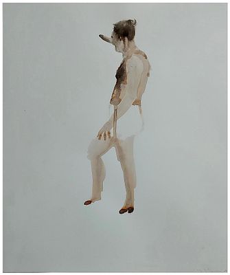 Shay Zilberman (Israeli, b. 1976) - Standing man, 2008, Watercolor on paper, 35 x 29 cm, Signed 
