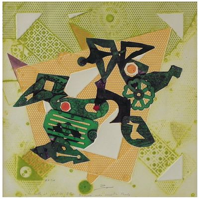 Paolo Boni (Italian, 1926-2017) - Composition, Aquatint and relief print (matted), 45 x 45 cm 