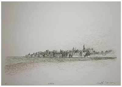 Raffi Kaiser (Israeli - French, b. 1931) - View of Acre (Akko), Lithograph, 44 x 62 cm, Signed in 