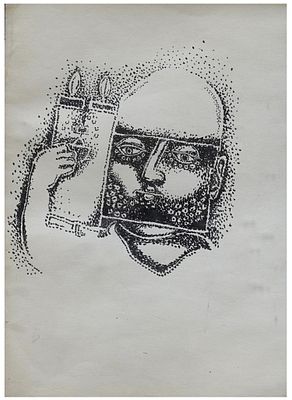 Pinchas Shaar (Israeli - Polish, 1923-1996) - A Jewish man holding a Torah scroll, Ink on paper 