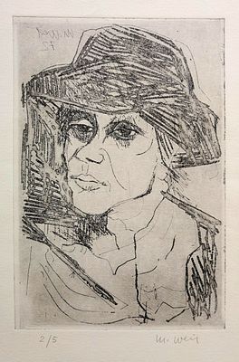 Manfred Weil (German, 1920-2015) - Woman portrait, 1957, Etching, 29 x 20 cm / 53 x 39 cm 