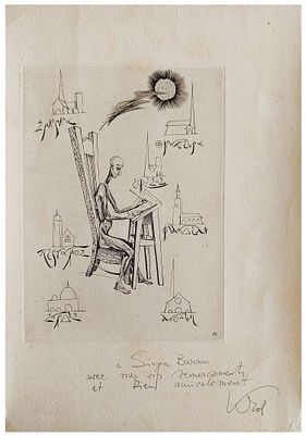 Abram Krol (French - Polish, 1919-2001) - The creative artist, Etching, Plate: 20 x 14 cm / Sheet: 
